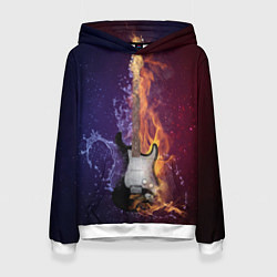 Толстовка-худи женская Гитара огня, цвет: 3D-белый