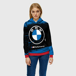 Толстовка-худи женская BMW БМВ, цвет: 3D-красный — фото 2