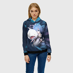 Толстовка-худи женская Re: Zero Жизнь с нуля, цвет: 3D-черный — фото 2