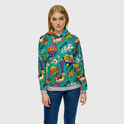 Толстовка-худи женская Pop art comics, цвет: 3D-меланж — фото 2