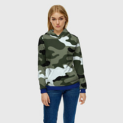 Толстовка-худи женская Camouflage 2, цвет: 3D-синий — фото 2