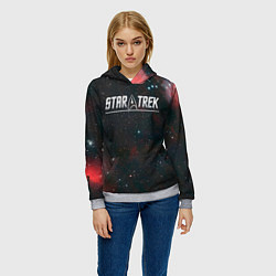Толстовка-худи женская Startrek iron logo and space, цвет: 3D-меланж — фото 2