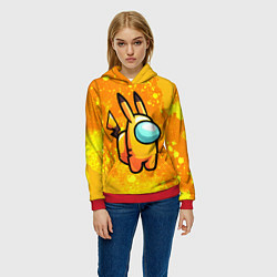 Толстовка-худи женская AMONG US - Pikachu, цвет: 3D-красный — фото 2