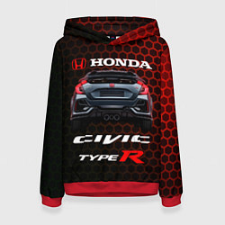 Толстовка-худи женская Honda Civic Type R, цвет: 3D-красный