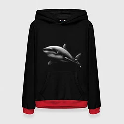Толстовка-худи женская Акула, цвет: 3D-красный
