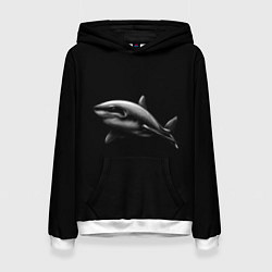 Толстовка-худи женская Акула, цвет: 3D-белый