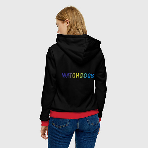 Женская толстовка Watch Dogs logo / 3D-Красный – фото 4