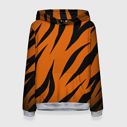 Толстовка-худи женская Текстура тигра, цвет: 3D-меланж