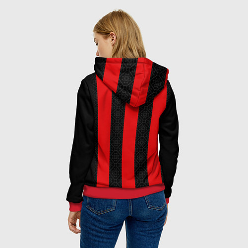 Женская толстовка AC MILAN 2021 - ДОМАШНЯЯ / 3D-Красный – фото 4