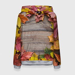 Толстовка-худи женская Осенний Забор, цвет: 3D-меланж