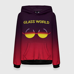 Толстовка-худи женская Glass world, цвет: 3D-черный