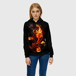 Толстовка-худи женская Огненный цветок, цвет: 3D-черный — фото 2