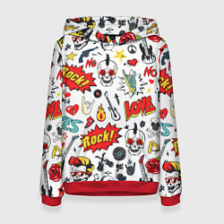 Толстовка-худи женская Я ЛЮБЛЮ РОК, цвет: 3D-красный
