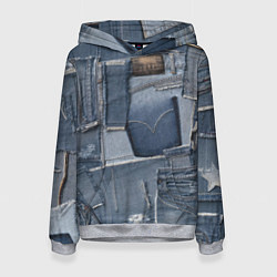 Толстовка-худи женская Jeans life, цвет: 3D-меланж