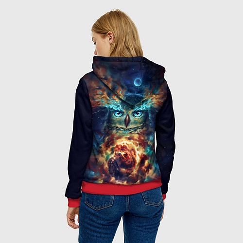 Женская толстовка Сова Космос / 3D-Красный – фото 4
