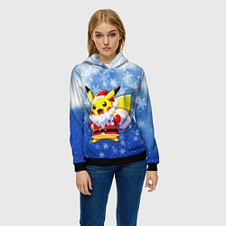 Толстовка-худи женская НОВОГОДНИЙ ПИКАЧУ, цвет: 3D-черный — фото 2