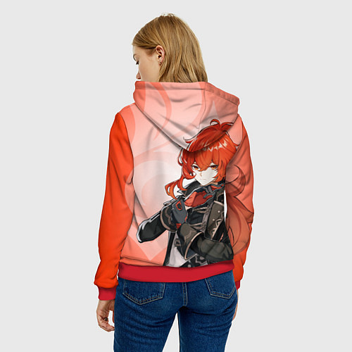 Женская толстовка GENSHIN IMPACT, ДИЛЮК / 3D-Красный – фото 4