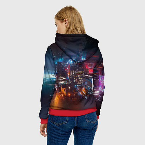 Женская толстовка Найт сити / 3D-Красный – фото 4