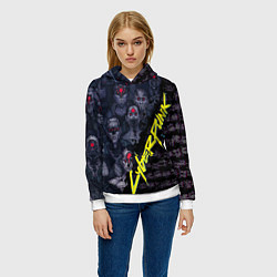 Толстовка-худи женская Cyberpunk 2077, цвет: 3D-белый — фото 2