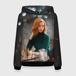 Толстовка-худи женская Queens Gambit Ход Королевы, цвет: 3D-черный