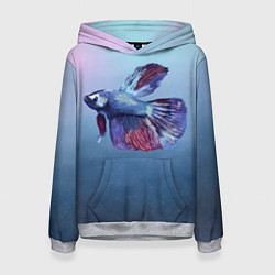 Толстовка-худи женская Рыбка, цвет: 3D-меланж