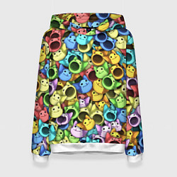 Толстовка-худи женская Цветные Поп Котики, цвет: 3D-белый