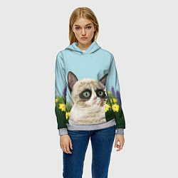 Толстовка-худи женская Grumpy Cat, цвет: 3D-меланж — фото 2