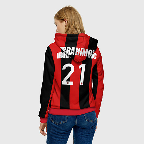 Женская толстовка Форма Милан Ибрагимович / 3D-Красный – фото 4