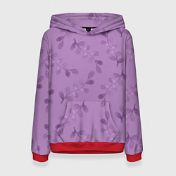 Толстовка-худи женская Листья на фиолетовом фоне, цвет: 3D-красный