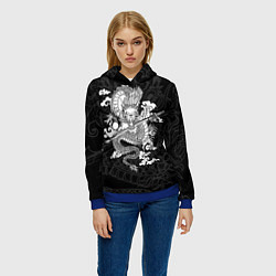 Толстовка-худи женская ДРАКОН DRAGON, цвет: 3D-синий — фото 2