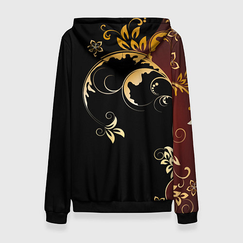 Женская толстовка Узор - Хохлома / 3D-Черный – фото 2