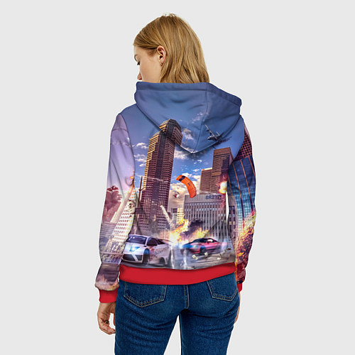 Женская толстовка ЭКШЕН Grand Theft Auto V / 3D-Красный – фото 4
