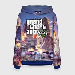 Толстовка-худи женская ЭКШЕН Grand Theft Auto V, цвет: 3D-синий