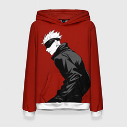 Толстовка-худи женская Годжо Магическая Битва арт02, цвет: 3D-белый