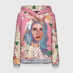 Толстовка-худи женская Лана дел рей в цветах, цвет: 3D-меланж