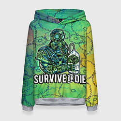 Толстовка-худи женская Survive or die, цвет: 3D-меланж