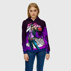 Толстовка-худи женская JOJOS BIZARRE ADVENTURE, цвет: 3D-синий — фото 2