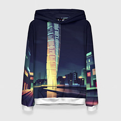 Толстовка-худи женская Ночной Город, цвет: 3D-белый