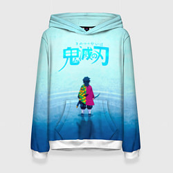 Толстовка-худи женская Гию Томиока Kimetsu no Yaiba, цвет: 3D-белый