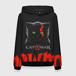 Толстовка-худи женская Cat of war, цвет: 3D-черный