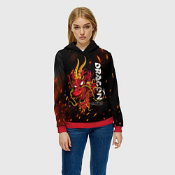 Толстовка-худи женская Dragon Огненный дракон, цвет: 3D-красный — фото 2