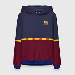 Толстовка-худи женская FC Barcelona Flag and team Logo 202122, цвет: 3D-синий
