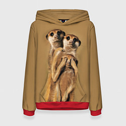 Толстовка-худи женская Сурикаты, цвет: 3D-красный