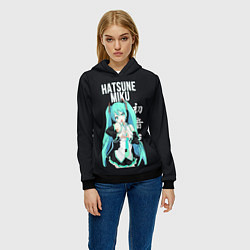 Толстовка-худи женская Hatsune Miku Хацунэ Мику, цвет: 3D-черный — фото 2