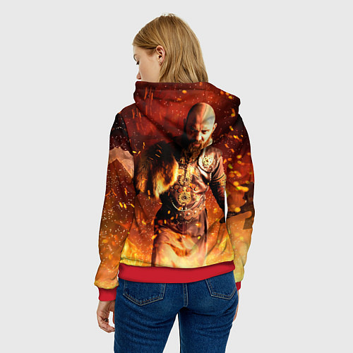 Женская толстовка Valheim Викинг в огне / 3D-Красный – фото 4