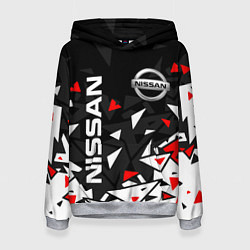 Толстовка-худи женская NISSAN НИССАН ОСКОЛКИ, цвет: 3D-меланж