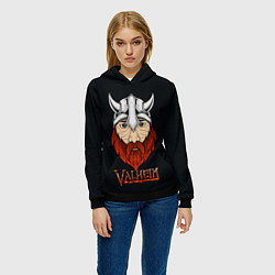 Толстовка-худи женская Valheim викинг, цвет: 3D-черный — фото 2