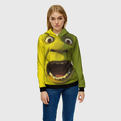 Толстовка-худи женская Shrek is Yelling, цвет: 3D-черный — фото 2