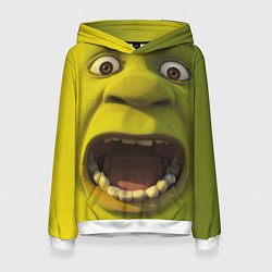 Толстовка-худи женская Shrek is Yelling, цвет: 3D-белый