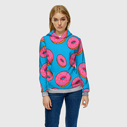 Толстовка-худи женская Пончики, цвет: 3D-меланж — фото 2